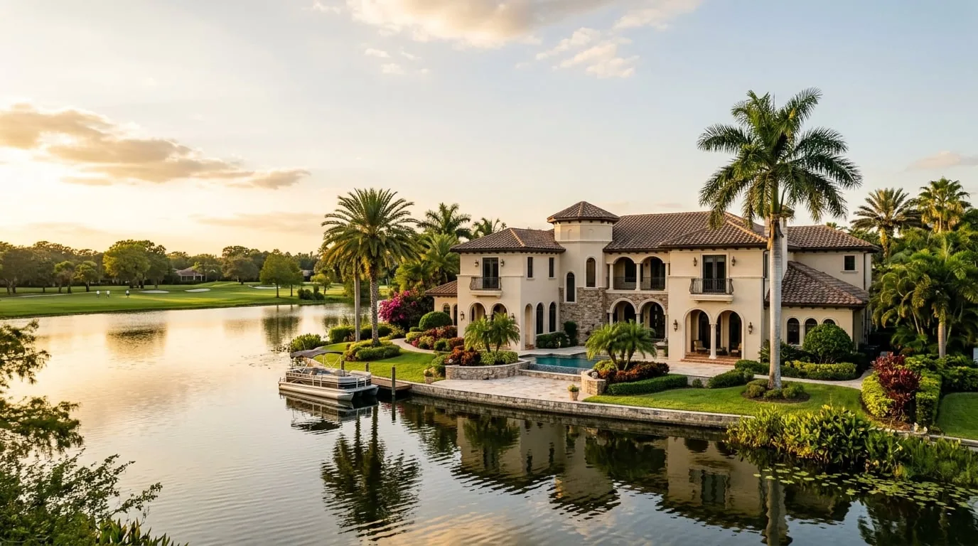 Luxury lakefront estate exterior restoration in Doctor Phillips, Florida